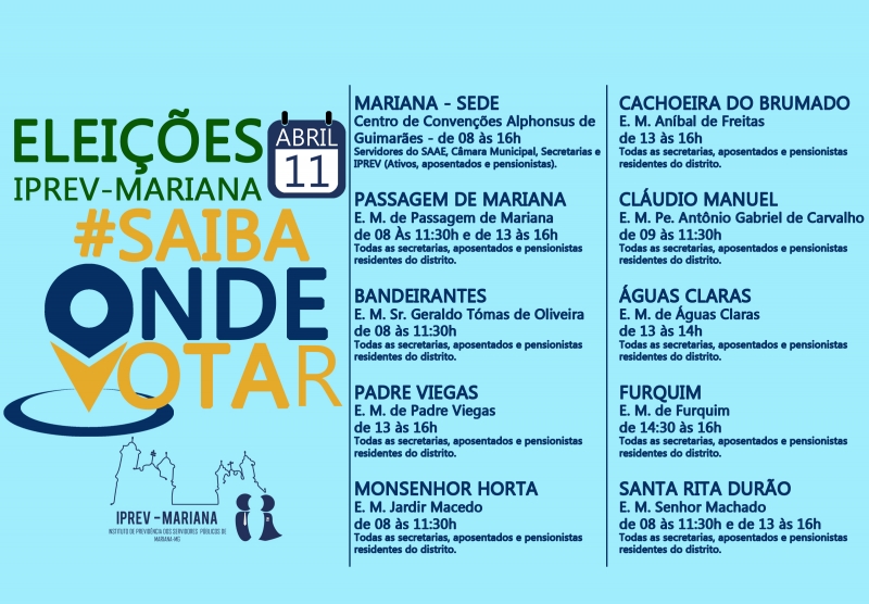 Eleições do IPREV-Mariana acontecem no dia 11/04/2022