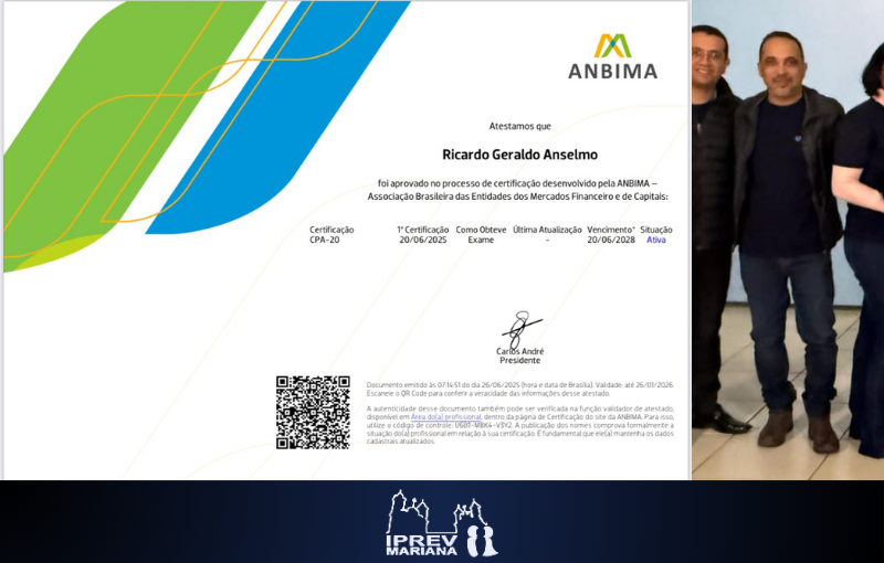 Compromisso com a excelência: Parabéns pela certificação CPA-20!