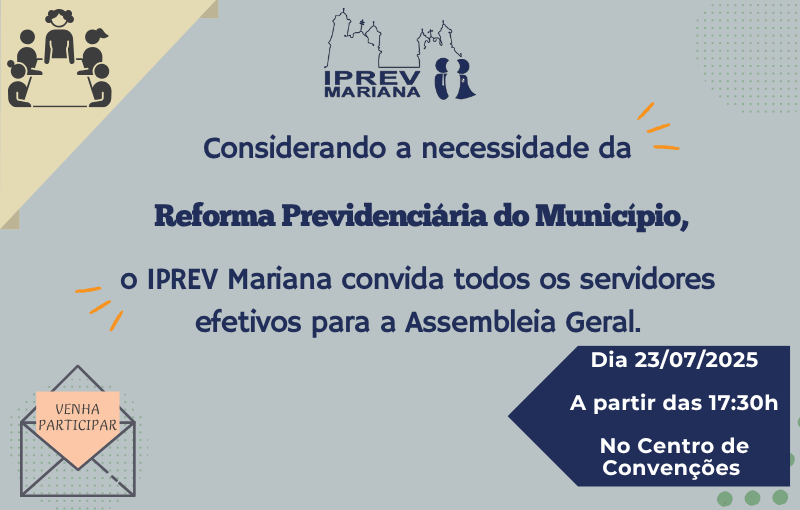 IPREV Mariana convida servidores para discutir sobre a Reforma da Previdência do Município